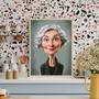 Aunt Caricature Portrait – Lighthearted Hand-Painted Wall Art