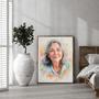 Aunt Colorful Pencil Sketch Portrait Lively Custom Family Art