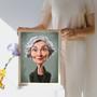 Aunt Caricature Portrait – Lighthearted Hand-Painted Wall Art