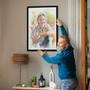 Uncle Colorful Pencil Sketch Portrait – Playful Personalized Wall Display