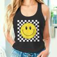 Amarilla De Los Años 70 Con Cara Sonriente A Cuadros Camiseta sin mangas