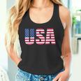 Donna Usa Flag Stati Uniti D'america Lettering Con Bandiera Con Collo A Canotta