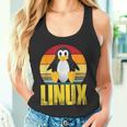 Linux Retrointage Penguin Nerd Sky And Geek Coding Tank Top