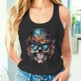 Steampunk Totenkopf Hut Zylinder Mechanik Zahnrad Cyborg Tank Top