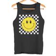 Amarilla De Los Años 70 Con Cara Sonriente A Cuadros Camiseta sin mangas