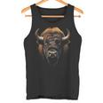 Bisonte Retrato Animal Zoo Arte Bisonte Camiseta sin mangas
