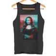Donna Glitch Stampa Mona Lisa Leonardo Dainci Camicia Con Collo A Canotta
