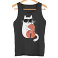 Gato Gracioso Con Gafas De Sol De Músico Contrabajo Camiseta sin mangas