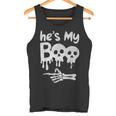 He’s My Boo Skull Face Matching Halloween Pajama Couples Tank Top