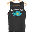 Kazakh Flag And Map Kazakhstan Coordinates Tank Top