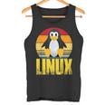 Linux Retrointage Penguin Nerd Sky And Geek Coding Tank Top