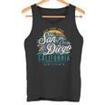 Retro San Diego California Sun Sand Surf Spiaggia Palme Canotta