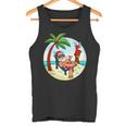 Santa Claus Reindeer Beach Swimming Trunks Palm Trees Christmas Tank Top