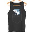 Shark In A Pocket Cute Pocket Shar Tank Top