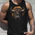 Bisonte Retrato Animal Zoo Arte Bisonte Camiseta sin mangas Regalos para él