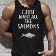Con Scritta I Just Want All The Salmons Divertente Salmone Canotta Regalos para él