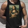 Gioconda Con Gatto Arancione Divertente Pittura Artistica Canotta Regalos para él
