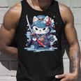Linda Camisa Japonesa De Gato Samurái Tatuaje 2023 Kawaii Ninja Cat Camiseta sin mangas Regalos para él