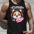 Non Riesco A Sentirti Sto Ascoltando K-Pop Corgi Con Le Cuffie Canotta Regalos para él