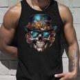 Steampunk Totenkopf Hut Zylinder Mechanik Zahnrad Cyborg Tank Top Geschenke für Ihn