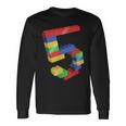 5 Year Old Building Blocks School Bricks 5Th Birthday Maglietta a maniche lunghe Ideas de regalos
