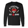 Attenzione Ho 4 Anni Compleanno Pirata Maglietta a maniche lunghe Ideas de regalos