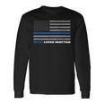 Blue Lives Matter Con Bandiera Americana Sottile Blu Maglietta a maniche lunghe Ideas de regalos