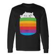 Bongo Cat Con Scritta Cute Meme Cat Pocket Maglietta a maniche lunghe Ideas de regalos