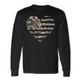 Camo American Flag Heart Camouflage Patriotic Veterans Day Long Sleeve T-Shirt Gifts ideas