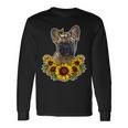 Carino Bulldog Francese Regalo Girasole Decor Cane Maglietta a maniche lunghe Ideas de regalos