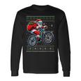 Christmas Santa Mountain Bike Rider Ugly Christmas Sweater Long Sleeve T-Shirt Gifts ideas