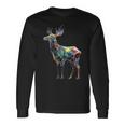 Deer Polygon Opera D'arte Motivo Geometrico Colorato Animale Cervo Maglietta a maniche lunghe Ideas de regalos