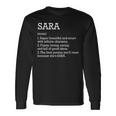 Definición De Sara Nombre Personalizado Sara Divertido Cumpleaños Cuello Camiseta de manga larga Ideas de regalos