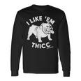 Divertente Bulldog Inglese I Like Em Thicc Cane Silhouette Maglietta a maniche lunghe Ideas de regalos