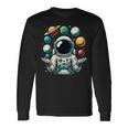 Divertido Astronauta Espacial Malabares Sistema Solar Planetas Niños Camiseta de manga larga Ideas de regalos