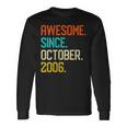 Donna Awesome Since October 2006 Retrointage 14Th Birthday Con Collo A Maglietta a maniche lunghe Ideas de regalos
