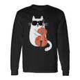 Gato Gracioso Con Gafas De Sol De Músico Contrabajo Camiseta de manga larga Ideas de regalos