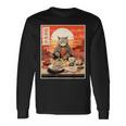 Gatto Giapponese Mangiare Sushi Davanti Al Tramonto Maglietta a maniche lunghe Ideas de regalos