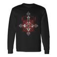 Goth Occult Satanic Cross Upside Down Inverted Gothic Cross Maglietta a maniche lunghe Ideas de regalos