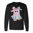 Holo Coquette Bow Cute Ghost Halloween Spooky Season Long Sleeve T-Shirt Gifts ideas