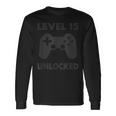 Hombre Nivel 15 Desbloqueado Gamer 15 Cumpleaños Para Niño Y Niña Camiseta de manga larga Ideas de regalos