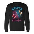 Keeper Of The Gender Baseball Or Bows Gender Reveal Party Long Sleeve T-Shirt Gifts ideas