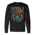 Level 1 Complete Level 2 Loading 1St Birthdayideo Gamer Maglietta a maniche lunghe Ideas de regalos