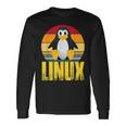 Linux Retrointage Penguin Nerd Sky And Geek Coding Langarmshirts Geschenkideen