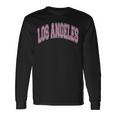 Los Angeles Arched Pink Text Maglietta a maniche lunghe Ideas de regalos