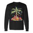 Luci Di Palma Di Natale Hawaiana Di Babbo Natale Spiaggia Tropic Maglietta a maniche lunghe Ideas de regalos