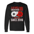 Nivel 18 Desbloqueado 18 Años Cumpleaños Gamer 18 Años Camiseta de manga larga Ideas de regalos