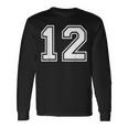 Numero Sport 12 Maglia Squadra College 12 Dodici Anteriore Maglietta a maniche lunghe Ideas de regalos
