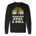 Peace Love Rock N Roll Guitar Retro 80S Hippie Hippi Hippy Maglietta a maniche lunghe Ideas de regalos