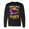 Purple & Gold Vibes Only Retro Football School Football Team Long Sleeve T-Shirt Gifts ideas